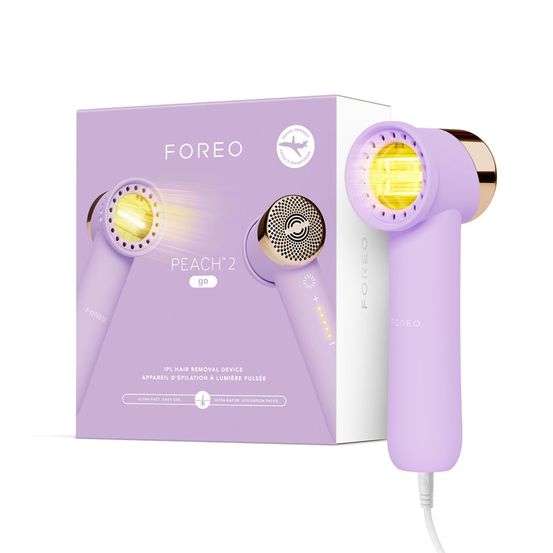 FOREO Peach 2 go IPL Hair Removal Device - Travel-Friendly Permanent Removal - Laser Treatment for Body & Face - Painless & Skin Cooling - Silicone Shield - Customizable - Lavander - Image 1