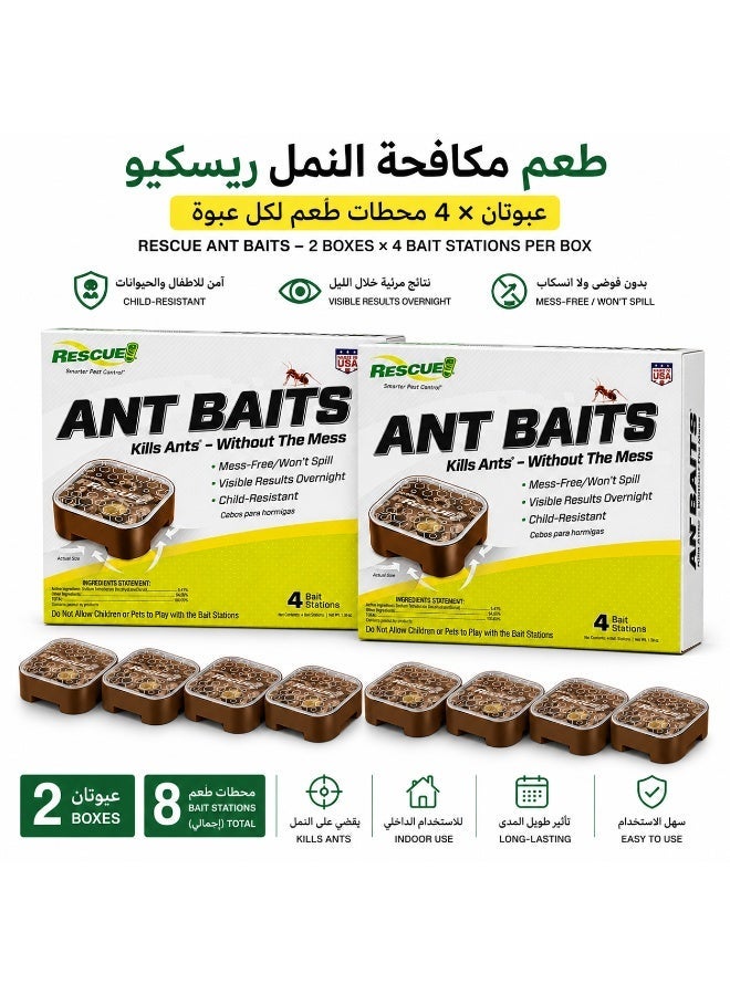 RESCUE Ant Baits – 2 Boxes × 4 Bait Stations per Box (Total 8 Stations)  Indoor Ant Killer  Child-Resistant & Mess-Free - Image 2