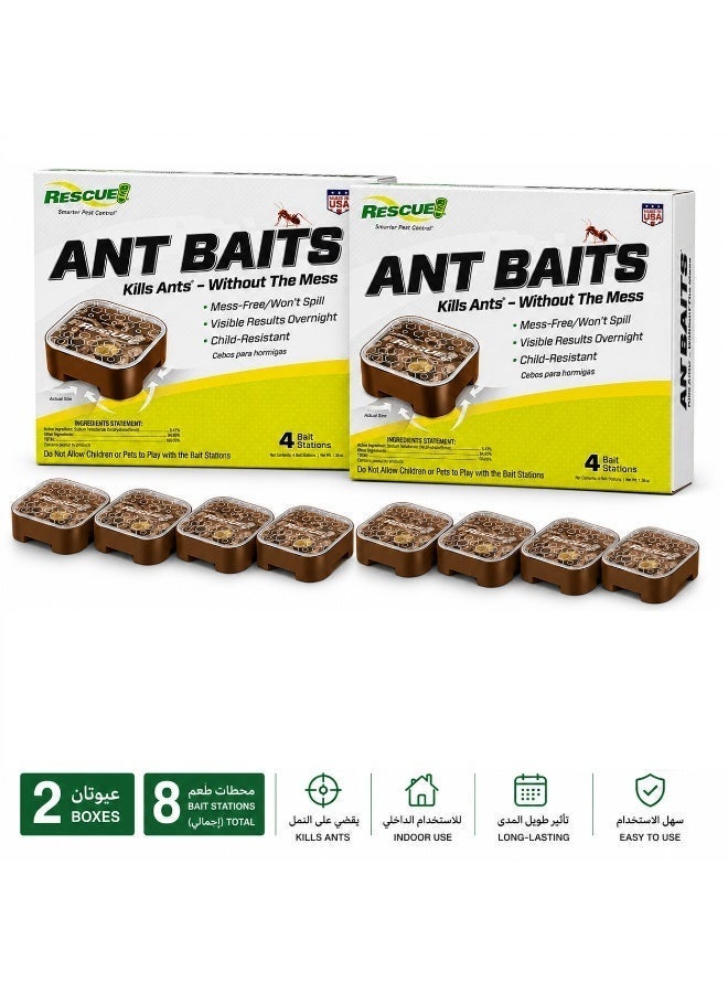 RESCUE Ant Baits – 2 Boxes × 4 Bait Stations per Box (Total 8 Stations)  Indoor Ant Killer  Child-Resistant & Mess-Free - Image 4