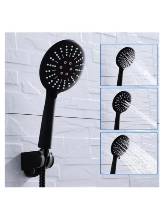 Matte Black Wall-Mounted Bathtub and Shower Mixer – Modern Design with Handheld Shower and Flexible Hose - Image 5