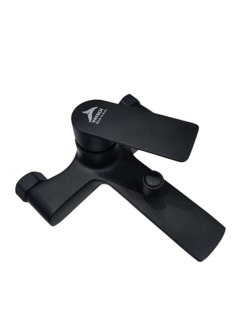 Matte Black Wall-Mounted Bathtub and Shower Mixer – Modern Design with Handheld Shower and Flexible Hose - Image 4