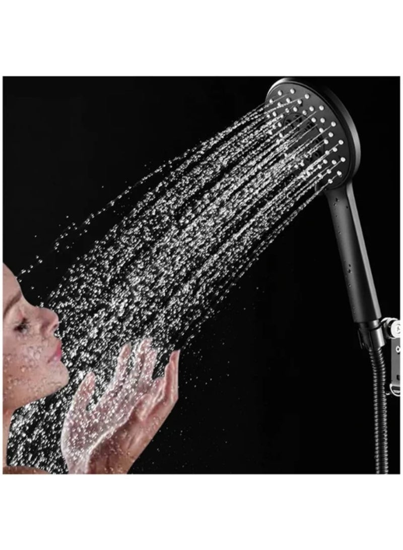 Matte Black Wall-Mounted Bathtub and Shower Mixer – Modern Design with Handheld Shower and Flexible Hose - Image 3