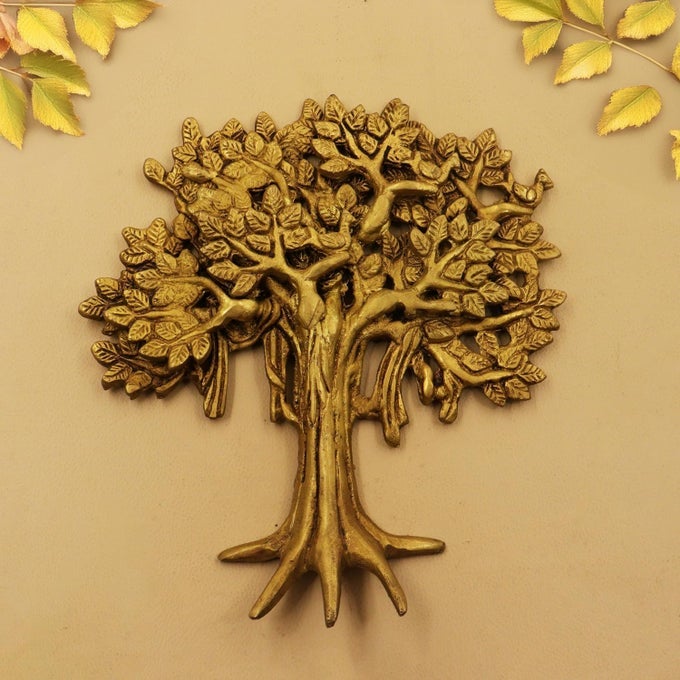 BRASS KALPVRIKSHA TREE WALL HANGING KARPARGA VIRUKSHAM TREE WALL HANGINGKARPAGA VIRUSHKAM MARAM WALL HANGING SHOWPIECE FOR HOME DCORVASTU FENGSHUI GIFT WEIGHT 850GM HEIGHT 78INCH