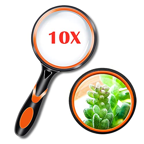 Swaytail 1PCS Premium 10X Magnifying Glass, Eye Candy Magnifiers for Kids & Seniors Reading for Close Work, 50mm Shatterproof Magnify Glasses with Non-Slip Soft Rubber Handheld for Elderly Read Insect Nature - Image 1