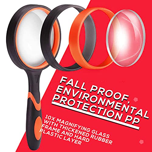 Swaytail 1PCS Premium 10X Magnifying Glass, Eye Candy Magnifiers for Kids & Seniors Reading for Close Work, 50mm Shatterproof Magnify Glasses with Non-Slip Soft Rubber Handheld for Elderly Read Insect Nature - Image 5