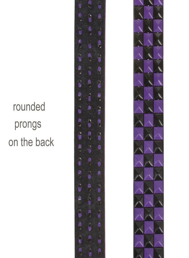 Beltiscool Snap On 1 1/2"-38mm Checkerboard Punk Rock Studded Belt, solid purple/black | s 30"-32" - Image 4