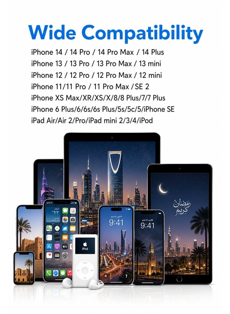 وصلة ايفون AUX لايتنينج إلى 3.5 مم – محول سماعات للايفون – Lightning to AUX Adapter – يدعم المكالمات والصوت – Plug & Play – للسيارة والسماعات - 1 متر - Image 5
