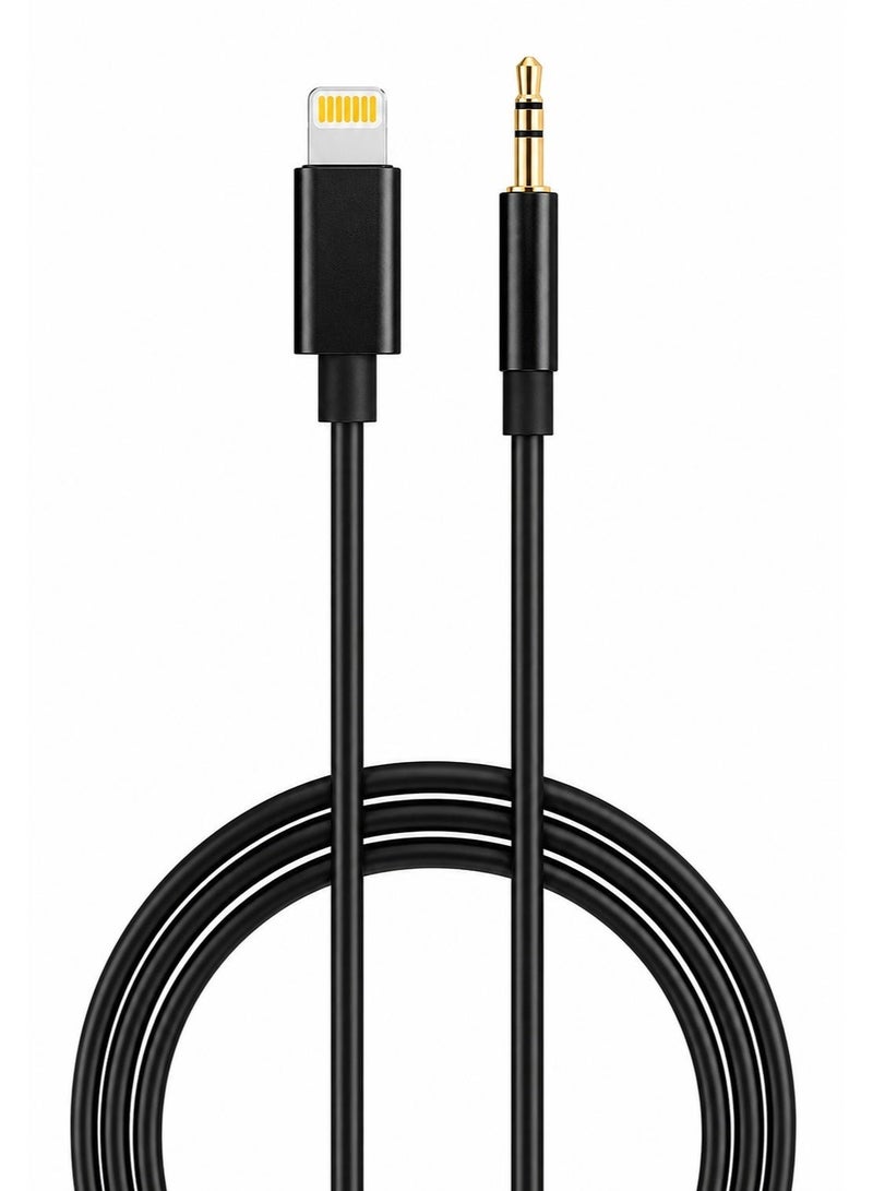 وصلة ايفون AUX لايتنينج إلى 3.5 مم – محول سماعات للايفون – Lightning to AUX Adapter – يدعم المكالمات والصوت – Plug & Play – للسيارة والسماعات - 1 متر - Image 2