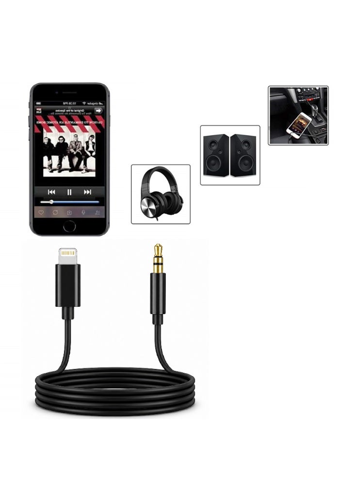 وصلة ايفون AUX لايتنينج إلى 3.5 مم – محول سماعات للايفون – Lightning to AUX Adapter – يدعم المكالمات والصوت – Plug & Play – للسيارة والسماعات - 1 متر - Image 4