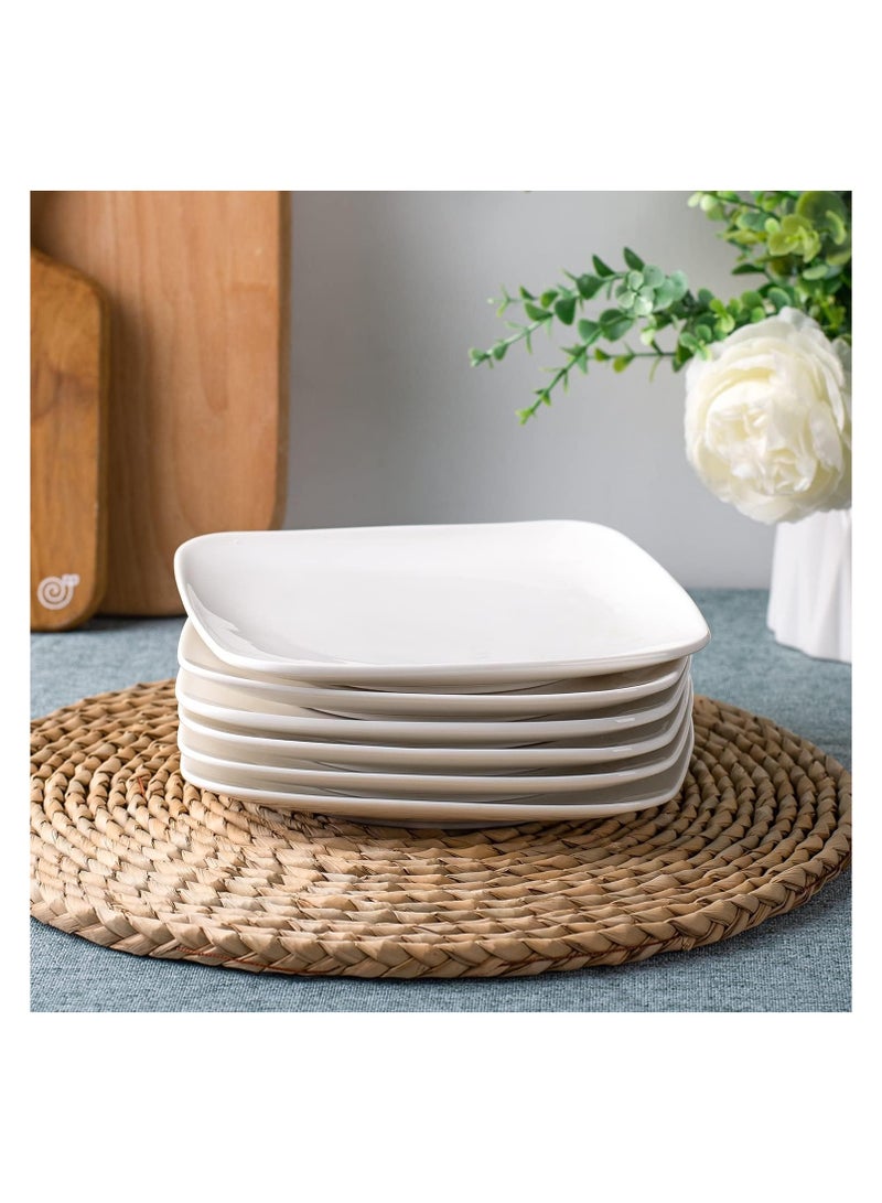 6 Piece Dessert Plates  17 cm  Square Serving Plates White - Image 4