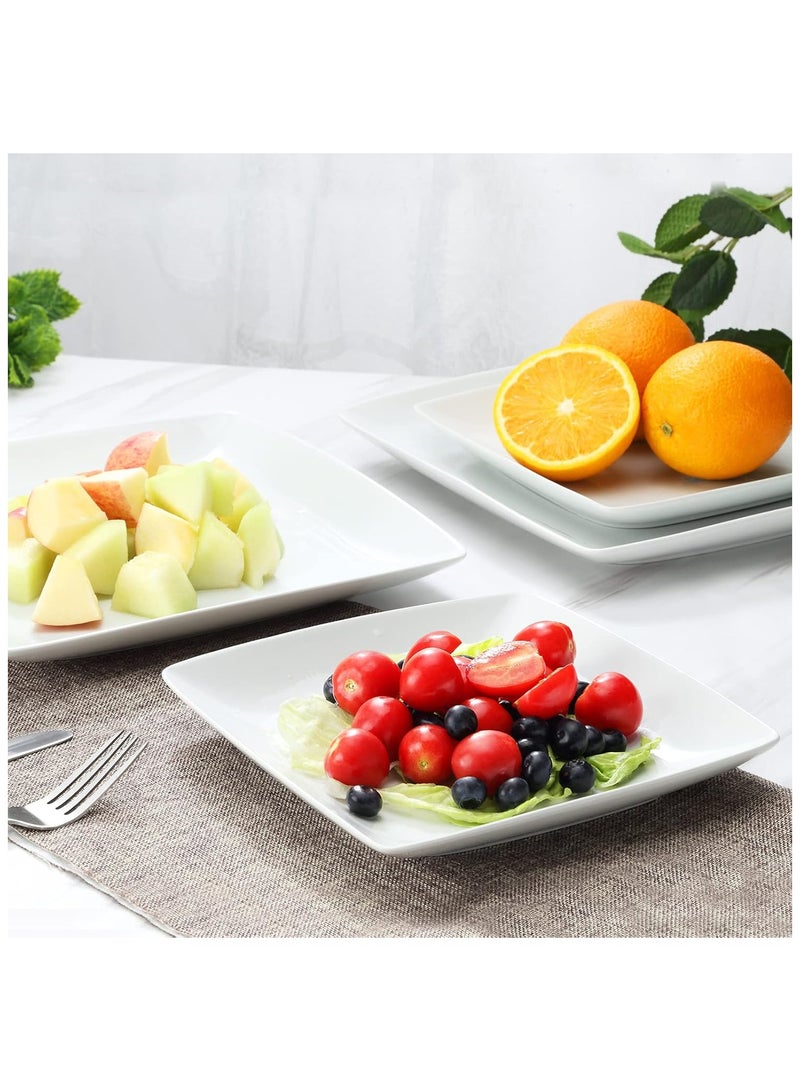 6 Piece Dessert Plates  17 cm  Square Serving Plates White - Image 2
