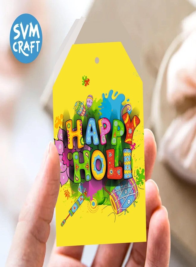 SVM CRAFT بطاقات هدايا هولي من SVM CRAFT®، مزودة بخيط لتعليقها على علبة الهدايا أو علبة الشوكولاتة. بطاقات هولي سعيدة للهدايا مع خيوط (عبوة من 100 بطاقة) - بطاقات هدايا هولي مع خيط - Image 4