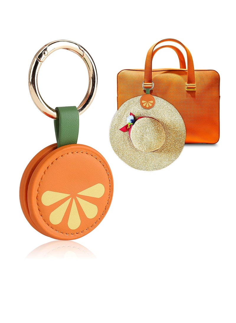 SYOSI Magnetic Hat Clip for Travel, PU Leather Multifunctional Fashion Hat Holder Clip for Men and Women, Portable Cap Clips for Bag Handbag Backpack Luggage Purse, Orange, 1 Pcs  - Image 1