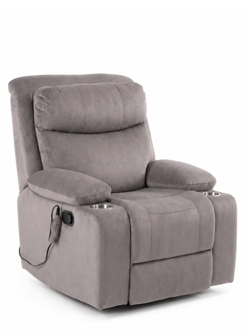 Concent Luxury Electric Lounge Chair with Wide Seat - Soft Velvet Fabric with Cup Holders and USB Charging Port - Modern Brown - Image 1