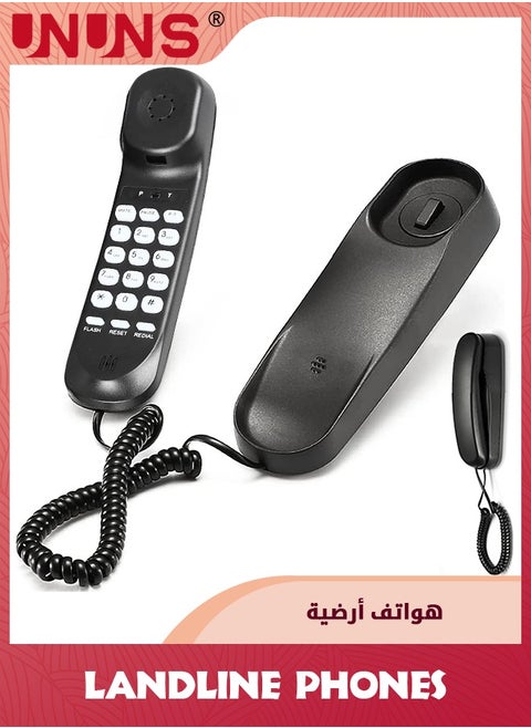 Landline Phone,Durable Corded Phone for The Office,Mini Phone uses HD Sound Chips,Making The Sound Clearer,Versatile Mini Phone for The Home, Office, and More,Black