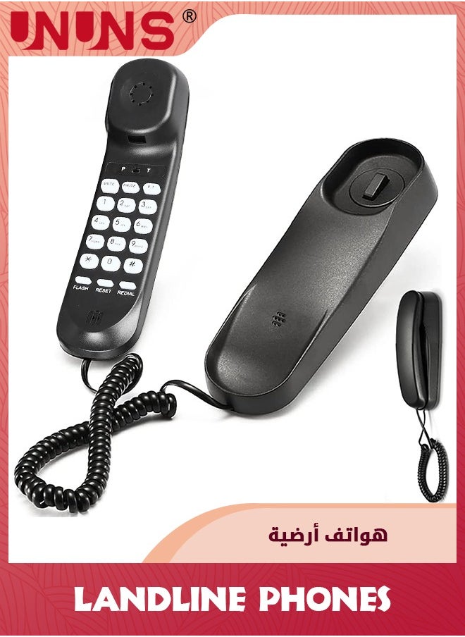 Landline Phone,Durable Corded Phone for The Office,Mini Phone uses HD Sound Chips,Making The Sound Clearer,Versatile Mini Phone for The Home, Office, and More,Black