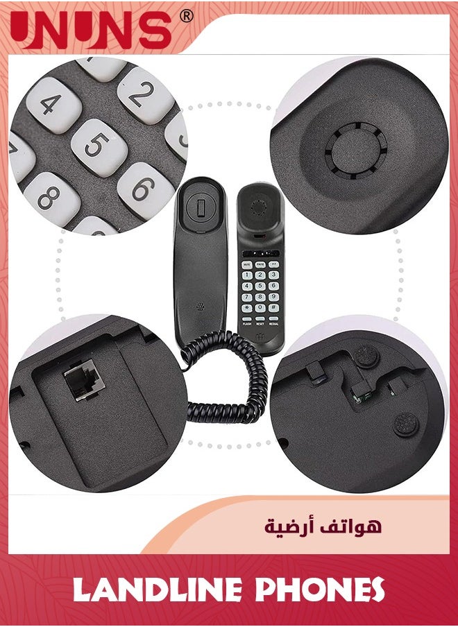 Landline Phone,Durable Corded Phone for The Office,Mini Phone uses HD Sound Chips,Making The Sound Clearer,Versatile Mini Phone for The Home, Office, and More,Black