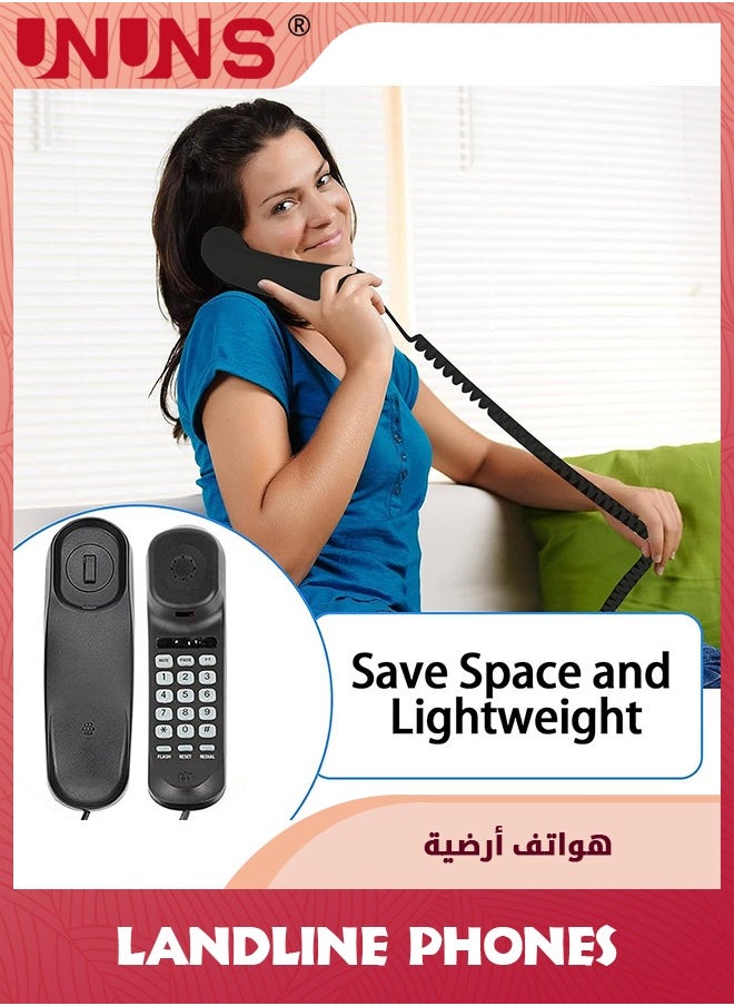 Landline Phone,Durable Corded Phone for The Office,Mini Phone uses HD Sound Chips,Making The Sound Clearer,Versatile Mini Phone for The Home, Office, and More,Black
