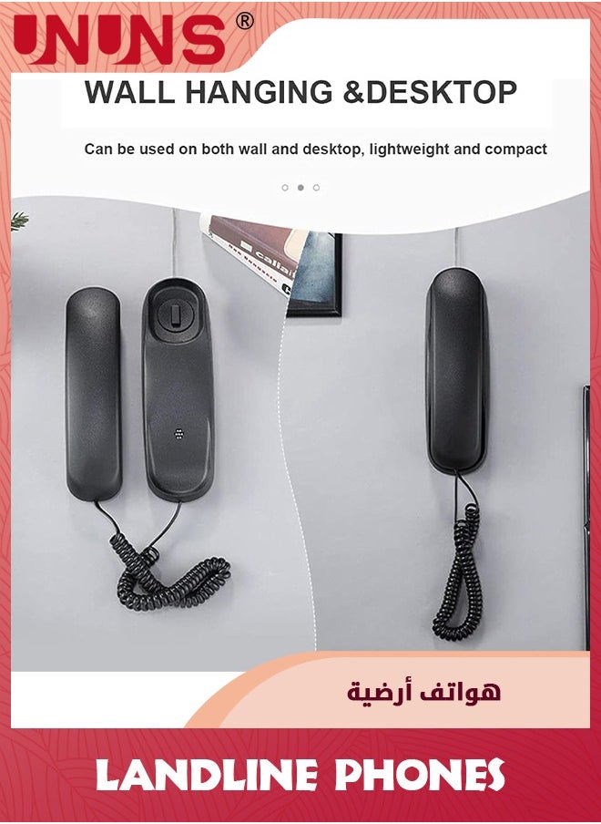 Landline Phone,Durable Corded Phone for The Office,Mini Phone uses HD Sound Chips,Making The Sound Clearer,Versatile Mini Phone for The Home, Office, and More,Black