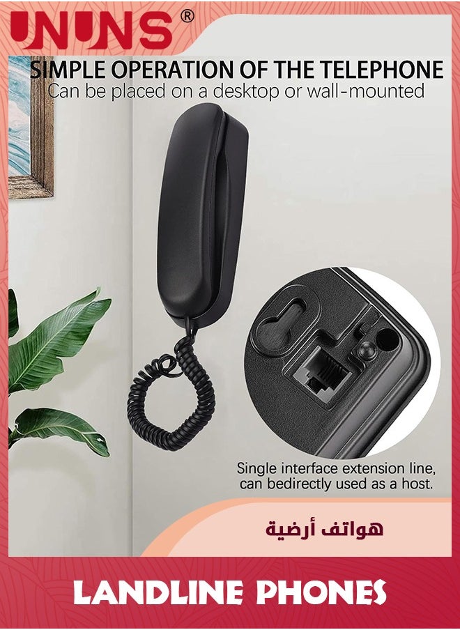Landline Phone,Durable Corded Phone for The Office,Mini Phone uses HD Sound Chips,Making The Sound Clearer,Versatile Mini Phone for The Home, Office, and More,Black