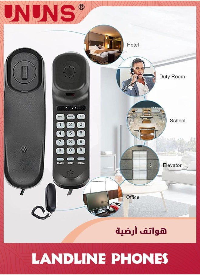 Landline Phone,Durable Corded Phone for The Office,Mini Phone uses HD Sound Chips,Making The Sound Clearer,Versatile Mini Phone for The Home, Office, and More,Black