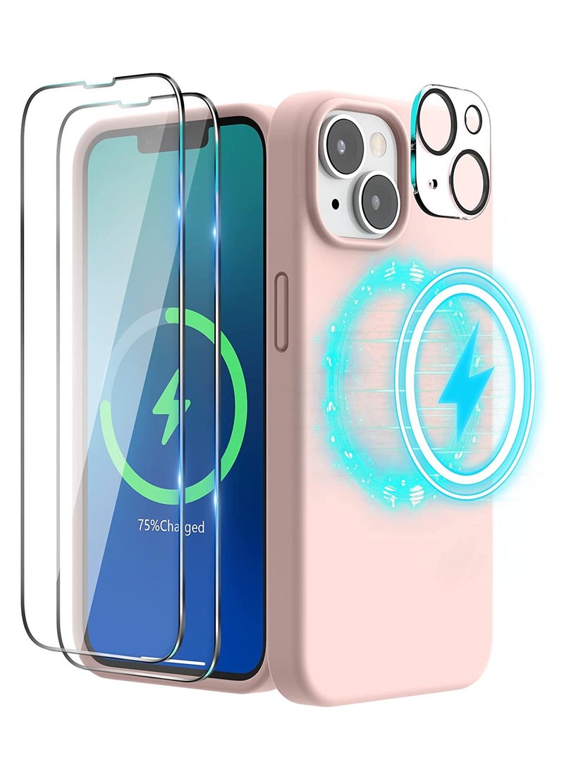 Magnetic Case Designed for iPhone 14 Case 6.1 inch (2022), Compatible with MagSafe, Liquid Silicone Phone Case for iPhone 14, Chakl Pink - Image 1