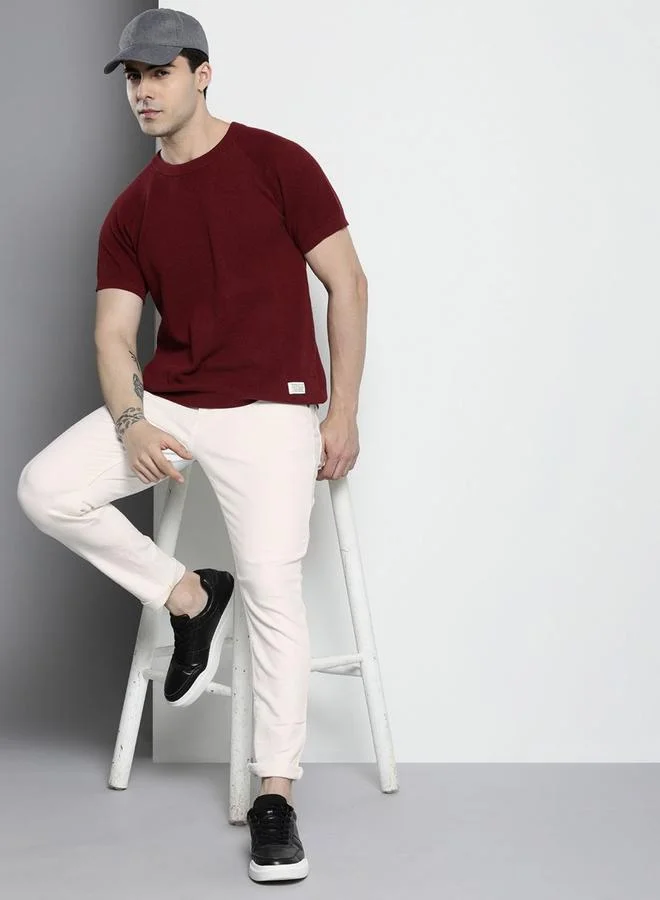 The Indian Garage Co Men Off White Mid Rise Carrot Fit Solid Jeans