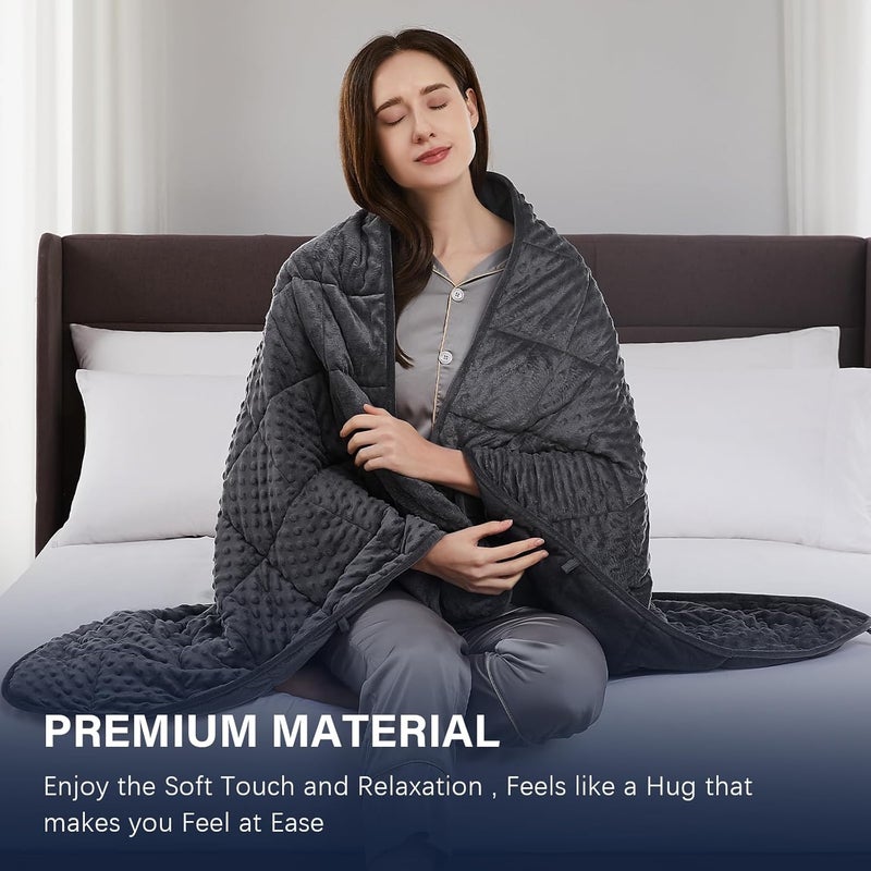 CuteKing Weighted Blanket - Weighted Blanket with Premium Glass Beads - Heavy Blanket Crystal Velvet for Comfort Sleep - Thick Blanket All Season (12lbs, 48"x72", Grey Bubble) - Image 2