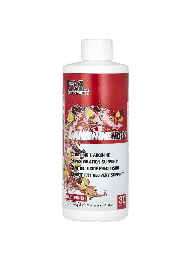 EVLUTION NUTRITION EVLution Nutrition, L-Arginine 1000, Fruit Punch, 1,000 mg, 10.14 fl oz (300 ml)  - Image 1