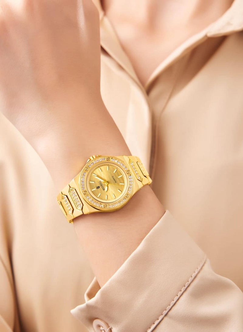 Maxwell women's watch, waterproof, one-year warranty, warranty card 75 riyals