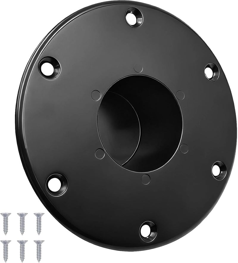 YHomU Boat/Camper Table Pedestal, Black Aluminum Rv Mount, Flush Base, Sturdy, Anti-Corrosion - Image 1