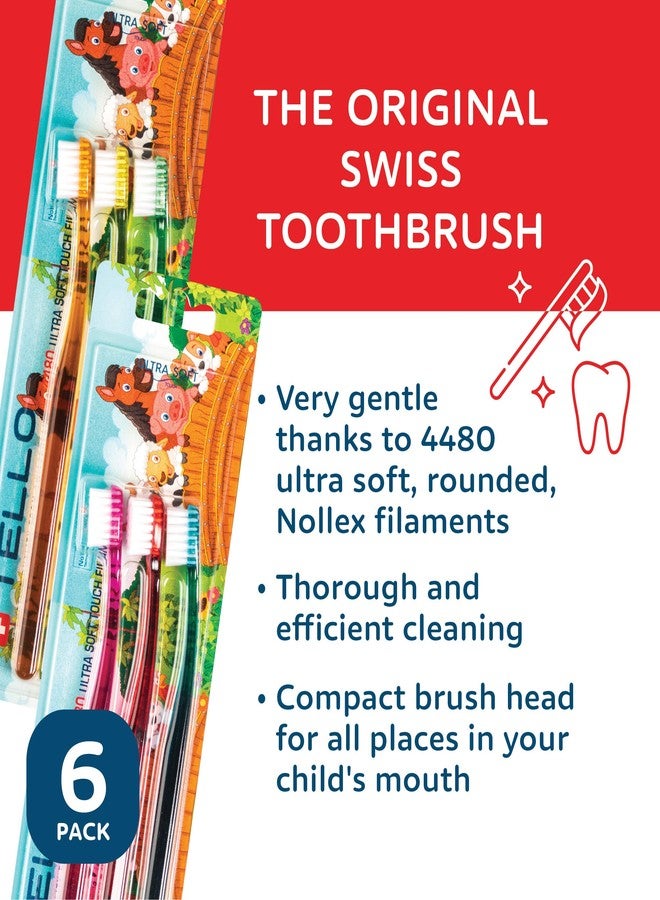 TELLO 4480 Adult or Child Ultra Soft SwissToothbrush with Smaller Head for Gentle Cleaning with Ergonomic Handle, 6 Count - Image 3