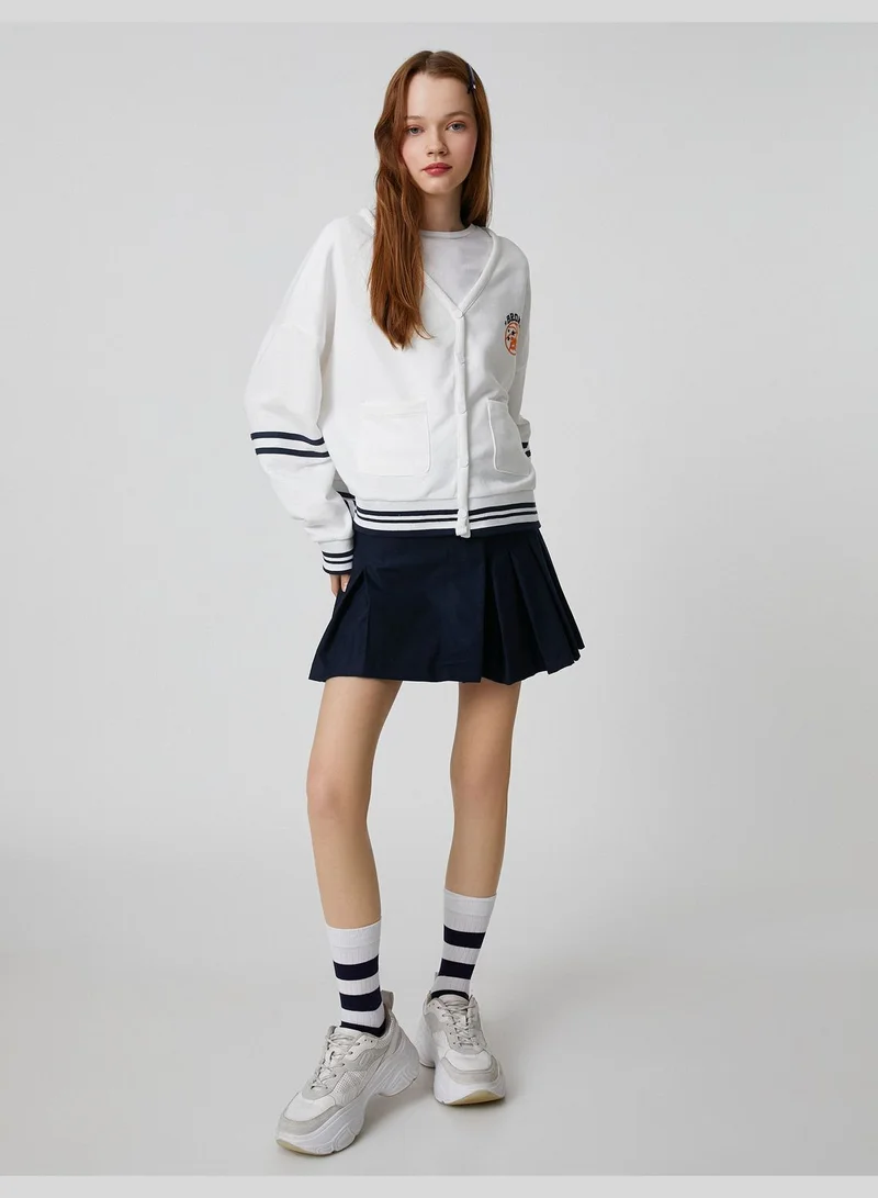KOTON Embroidered Pocket Detail Varsity Sweatshirt