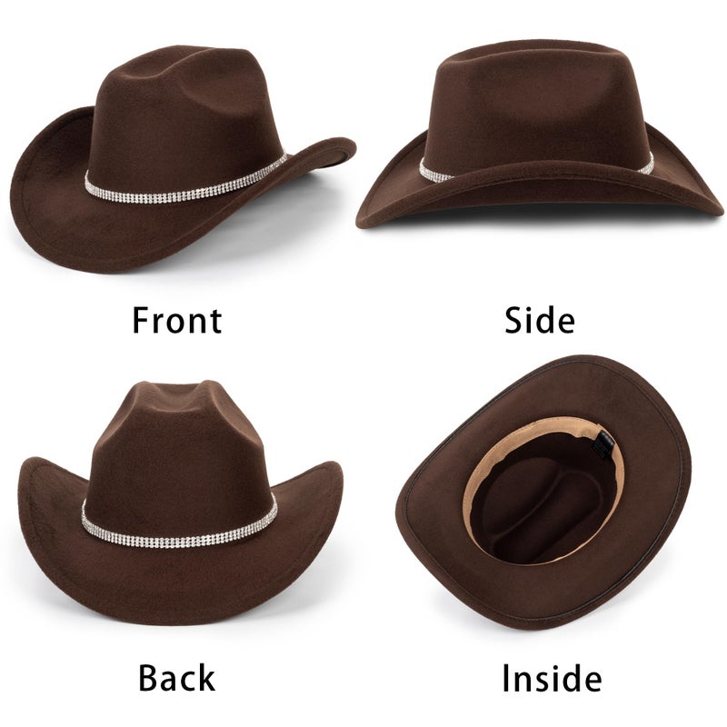 CXQRR Glitter Silver Black Cowboy Hats for Women - Western Sparkly Rhinestone Cowgirl Hat for Ladies - Image 2