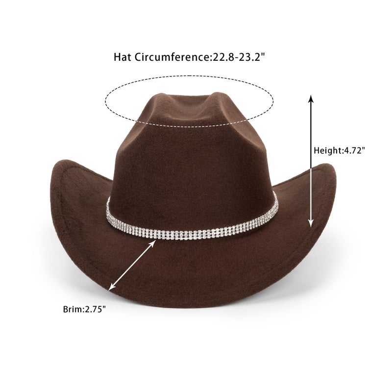 CXQRR Glitter Silver Black Cowboy Hats for Women - Western Sparkly Rhinestone Cowgirl Hat for Ladies - Image 3
