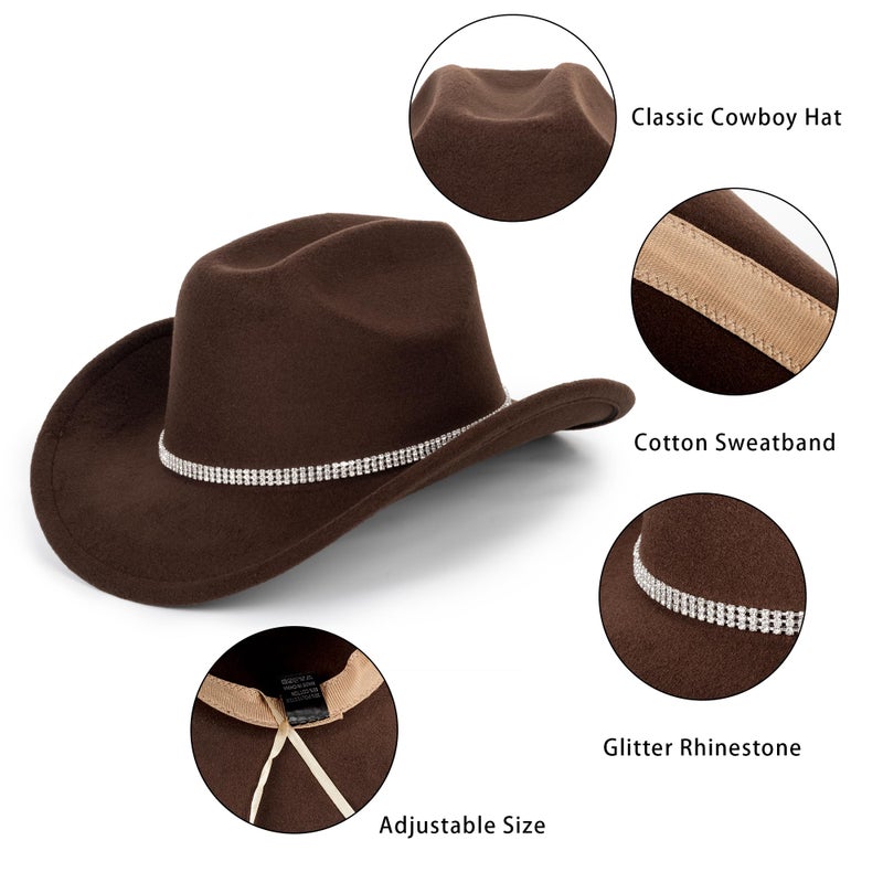 CXQRR Glitter Silver Black Cowboy Hats for Women - Western Sparkly Rhinestone Cowgirl Hat for Ladies - Image 4