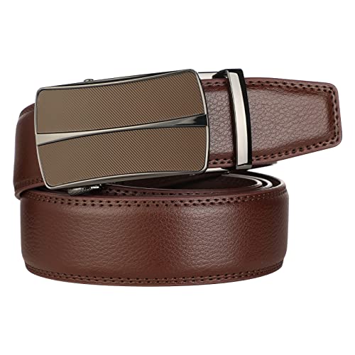 Lavemi Men's Real Leather Ratchet Dress Casual Belt, Cut to Exact Fit,Elegant Gift Box(55-0093 Brown Leather) - Image 2