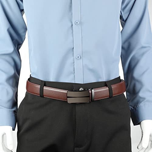 Lavemi Men's Real Leather Ratchet Dress Casual Belt, Cut to Exact Fit,Elegant Gift Box(55-0093 Brown Leather) - Image 4