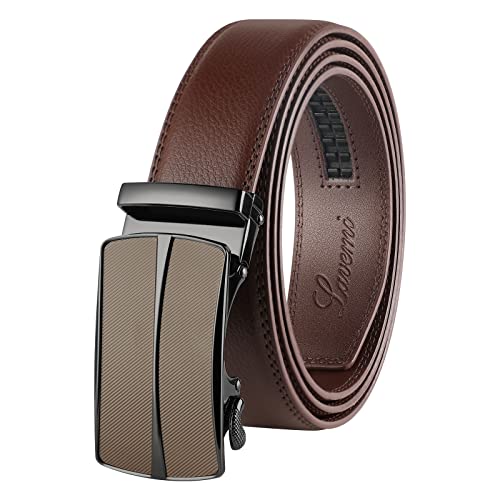 Lavemi Men's Real Leather Ratchet Dress Casual Belt, Cut to Exact Fit,Elegant Gift Box(55-0093 Brown Leather) - Image 1