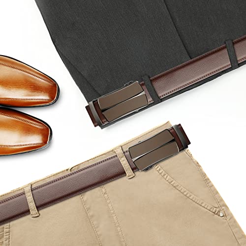 Lavemi Men's Real Leather Ratchet Dress Casual Belt, Cut to Exact Fit,Elegant Gift Box(55-0093 Brown Leather) - Image 3