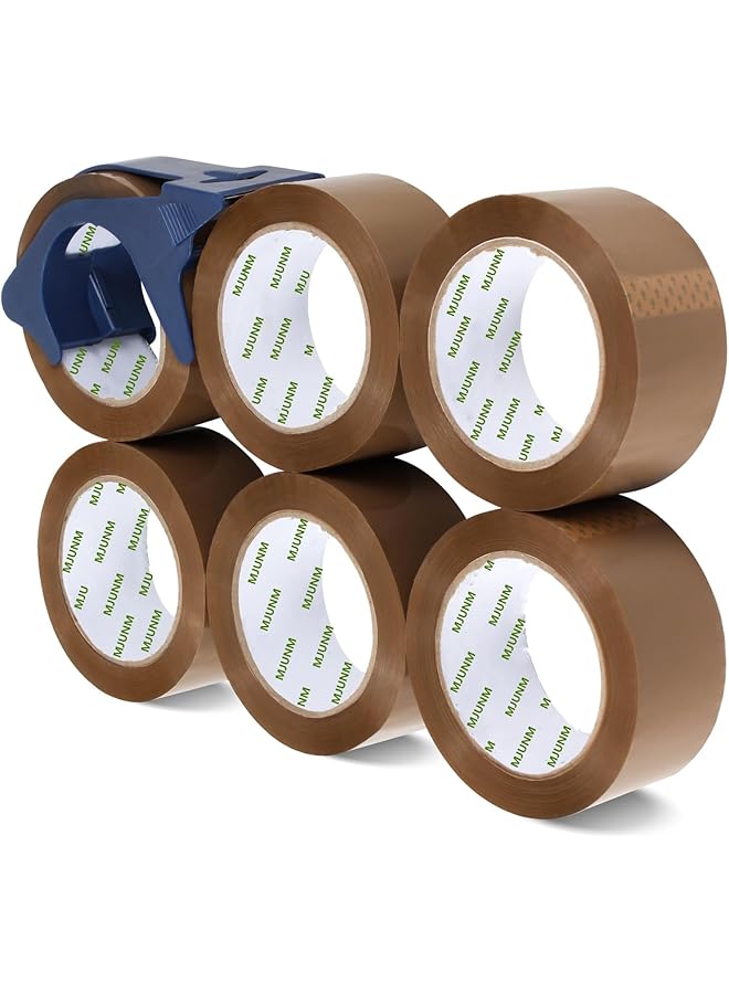 PROMASS promass Brown Packing Tape with Dispenser, 6 Rolls Heavy Duty Brown Packaging Tape Shipping Tape Refill Rolls, Carton Sealing Packaging Tape for Moving, Package, & Storage (2" X 110 Yards)  - Image 1