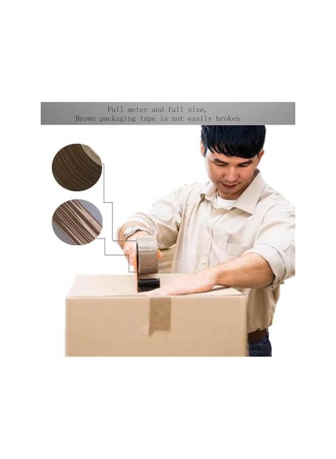PROMASS promass Brown Packing Tape with Dispenser, 6 Rolls Heavy Duty Brown Packaging Tape Shipping Tape Refill Rolls, Carton Sealing Packaging Tape for Moving, Package, & Storage (2" X 110 Yards)  - Image 3