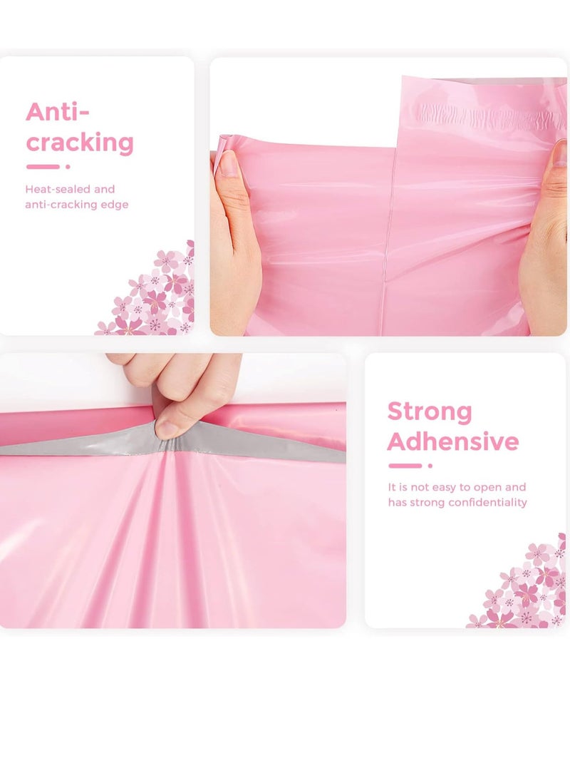 فوميمو حقيبة مظروف بلاستيكية، 100 قطعة من أكياس تخزين البريد السريع ذاتية الغلق باللون الوردي، مغلفات بلاستيكية من البولي، مغلفات شحن مقاومة للماء والتمزق، حقائب بريد شحن قوية وسميكة (وردي) (32 × 45 سم) - Image 3