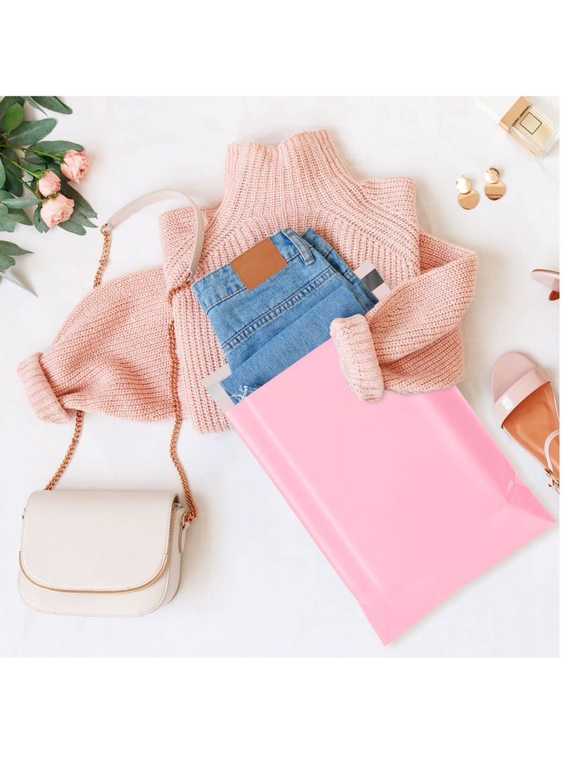 فوميمو حقيبة مظروف بلاستيكية، 100 قطعة من أكياس تخزين البريد السريع ذاتية الغلق باللون الوردي، مغلفات بلاستيكية من البولي، مغلفات شحن مقاومة للماء والتمزق، حقائب بريد شحن قوية وسميكة (وردي) (32 × 45 سم) - Image 4