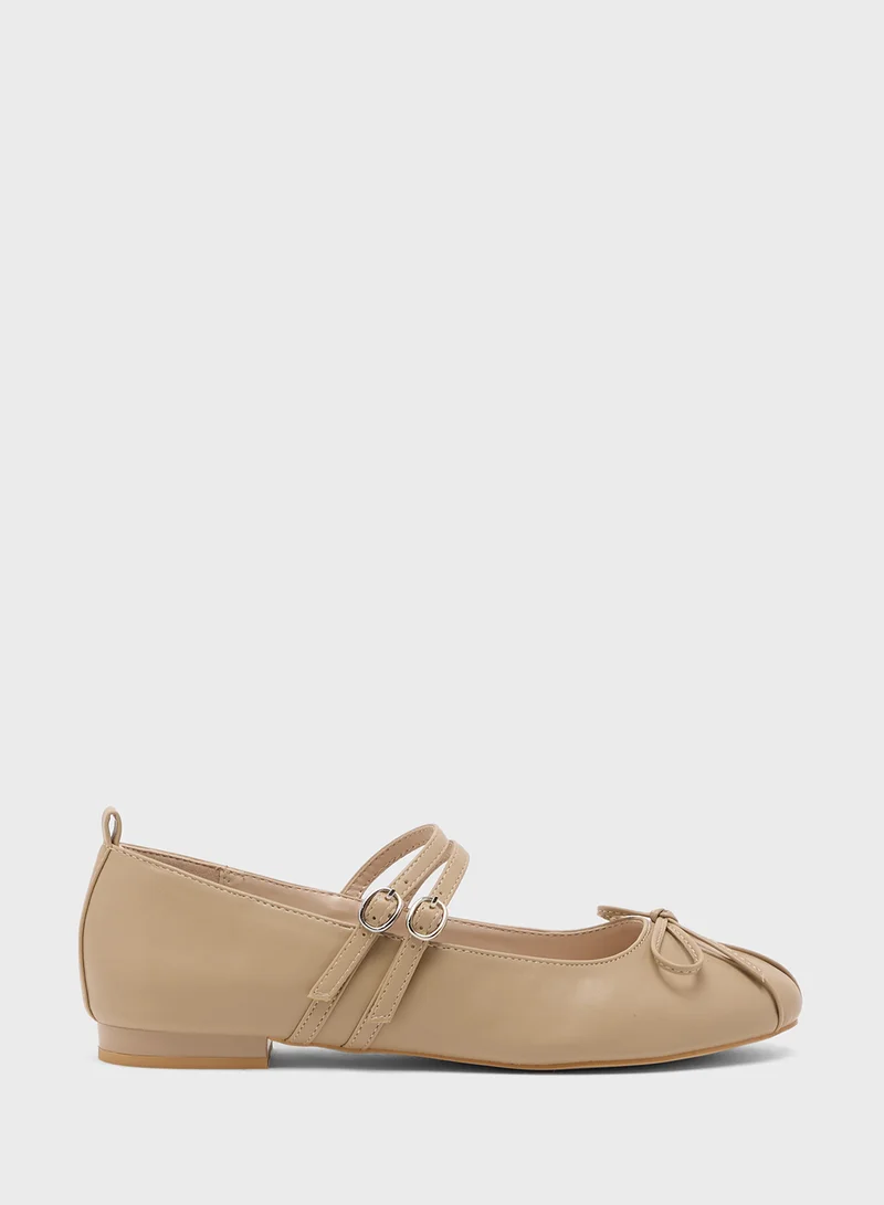 Ginger Mary-Jane Ballerina With Bow