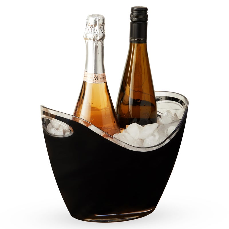 True Modern Wine & Champagne Bucket | Black Ice Beverage Tub - Indoor & Outdoor Great for Parties - 2 Bottles Capacity Champagne & Wine Chiller - 10.5" x 8.25" x 7.75" - Image 1