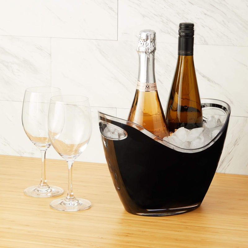 True Modern Wine & Champagne Bucket | Black Ice Beverage Tub - Indoor & Outdoor Great for Parties - 2 Bottles Capacity Champagne & Wine Chiller - 10.5" x 8.25" x 7.75" - Image 5