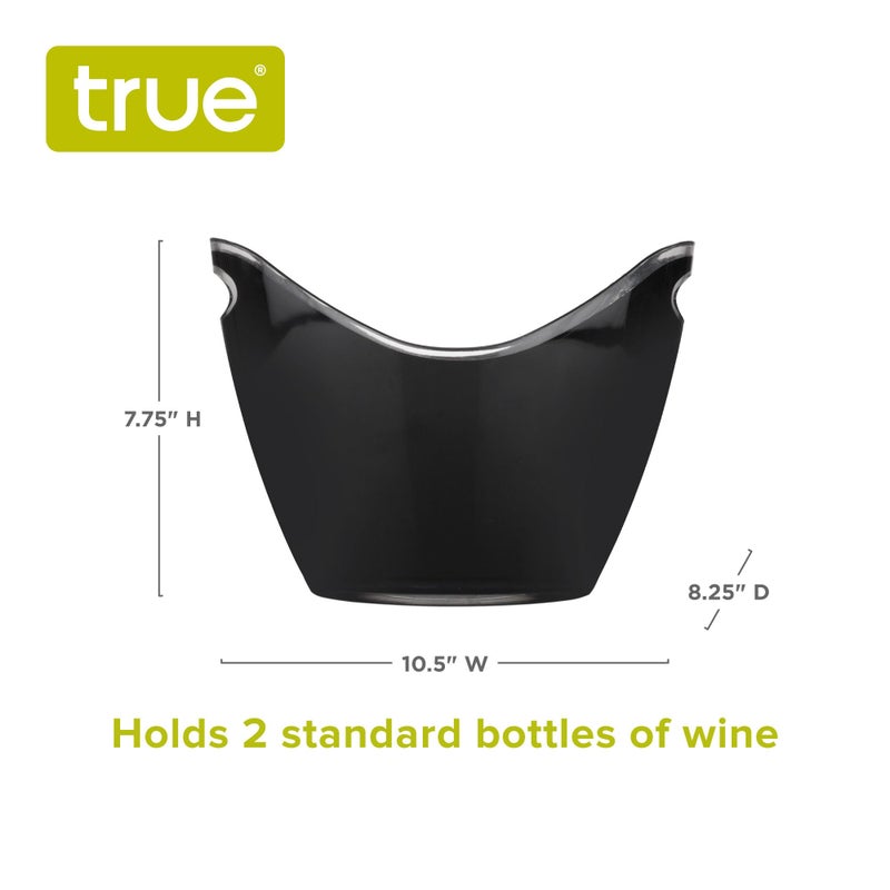 True Modern Wine & Champagne Bucket | Black Ice Beverage Tub - Indoor & Outdoor Great for Parties - 2 Bottles Capacity Champagne & Wine Chiller - 10.5" x 8.25" x 7.75" - Image 3