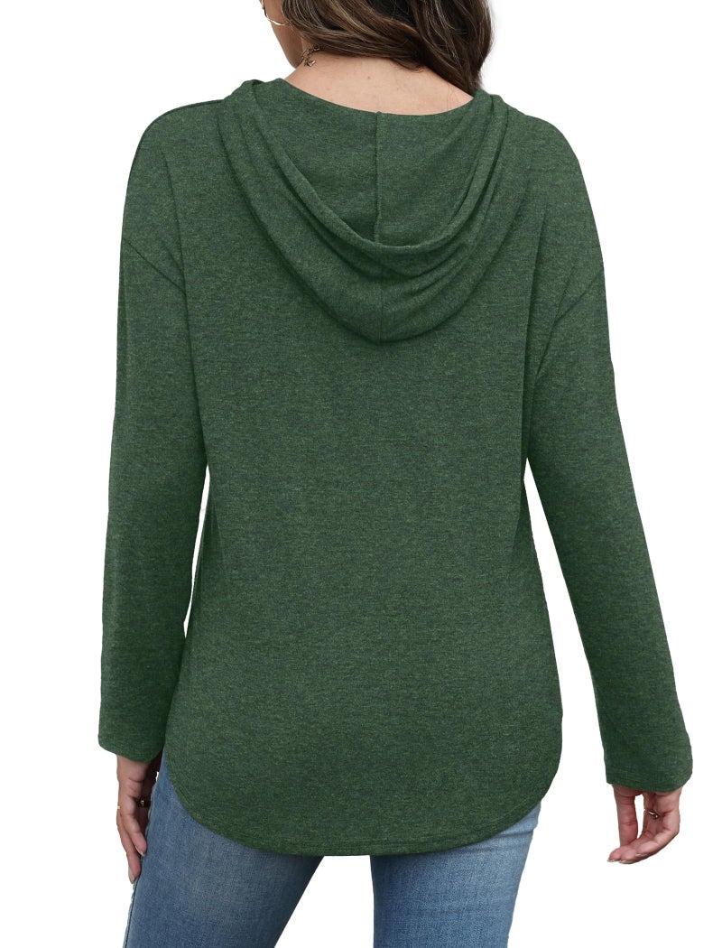 Bofell Womens Tops Dressy Casual Crewneck Sweatshirts Holiday Outfits Vacation Travel Hoodies Green XL - Image 5