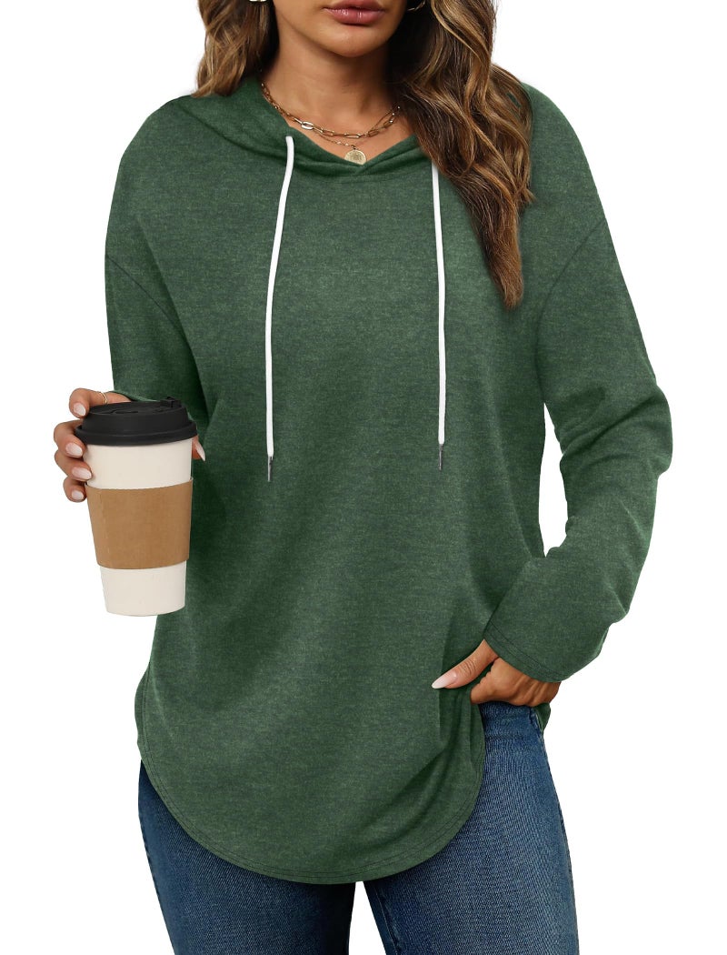Bofell Womens Tops Dressy Casual Crewneck Sweatshirts Holiday Outfits Vacation Travel Hoodies Green XL - Image 1